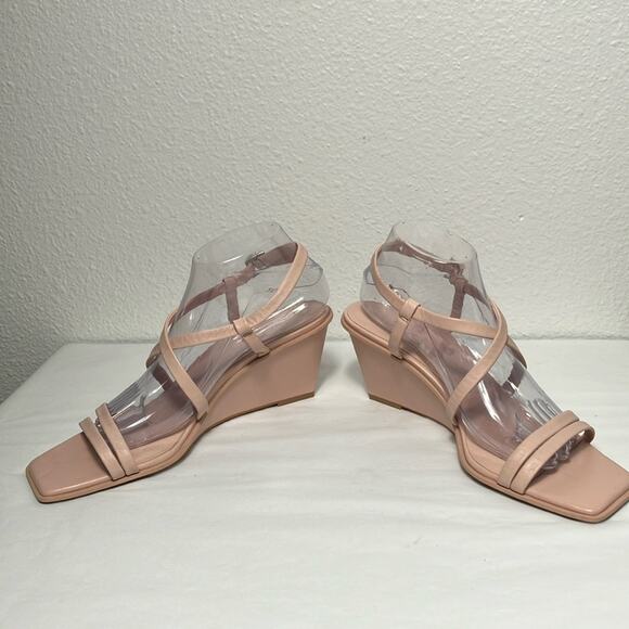 Caslon Paola wedge nude blush‎ strappy square toe prom formal sandal summer 10 - Picture 3 of 7